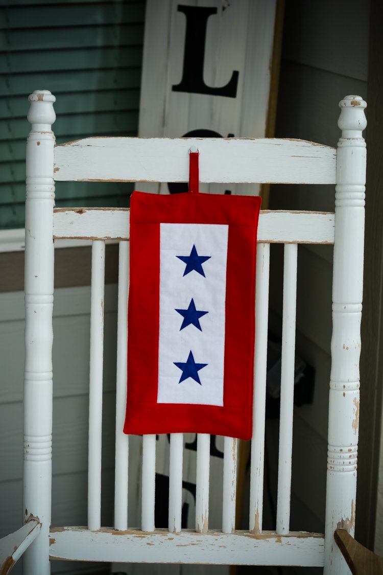 Quilted Service Flag with Embroidered Blue Star