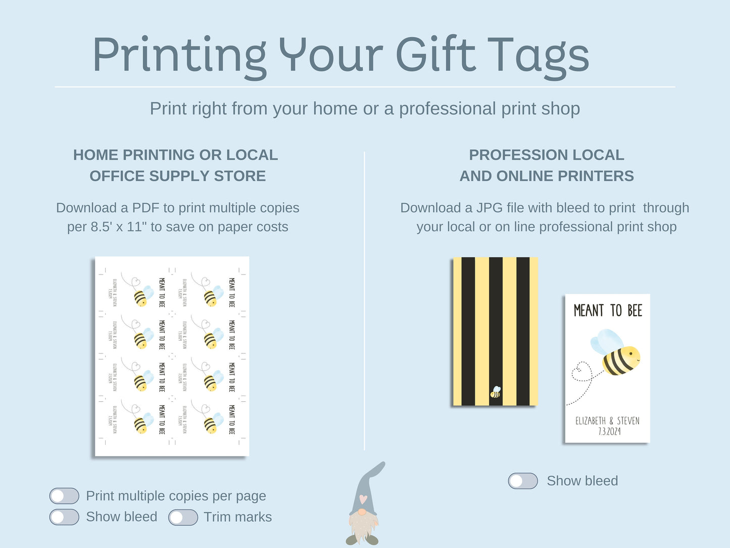 Meant to Bee 2" x 3.5" Gift Tags, Instant Download, Wedding Favor Labels, Personalized Gift Tags, Bridal Shower Favors