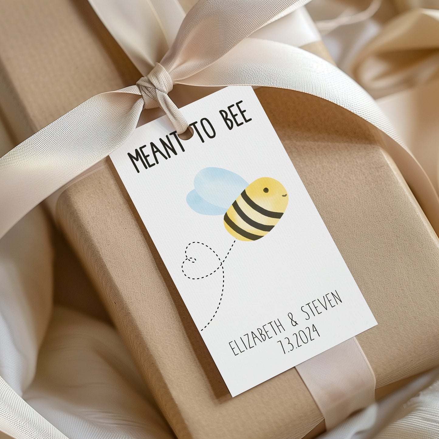 Meant to Bee 2" x 3.5" Gift Tags, Instant Download, Wedding Favor Labels, Personalized Gift Tags, Bridal Shower Favors