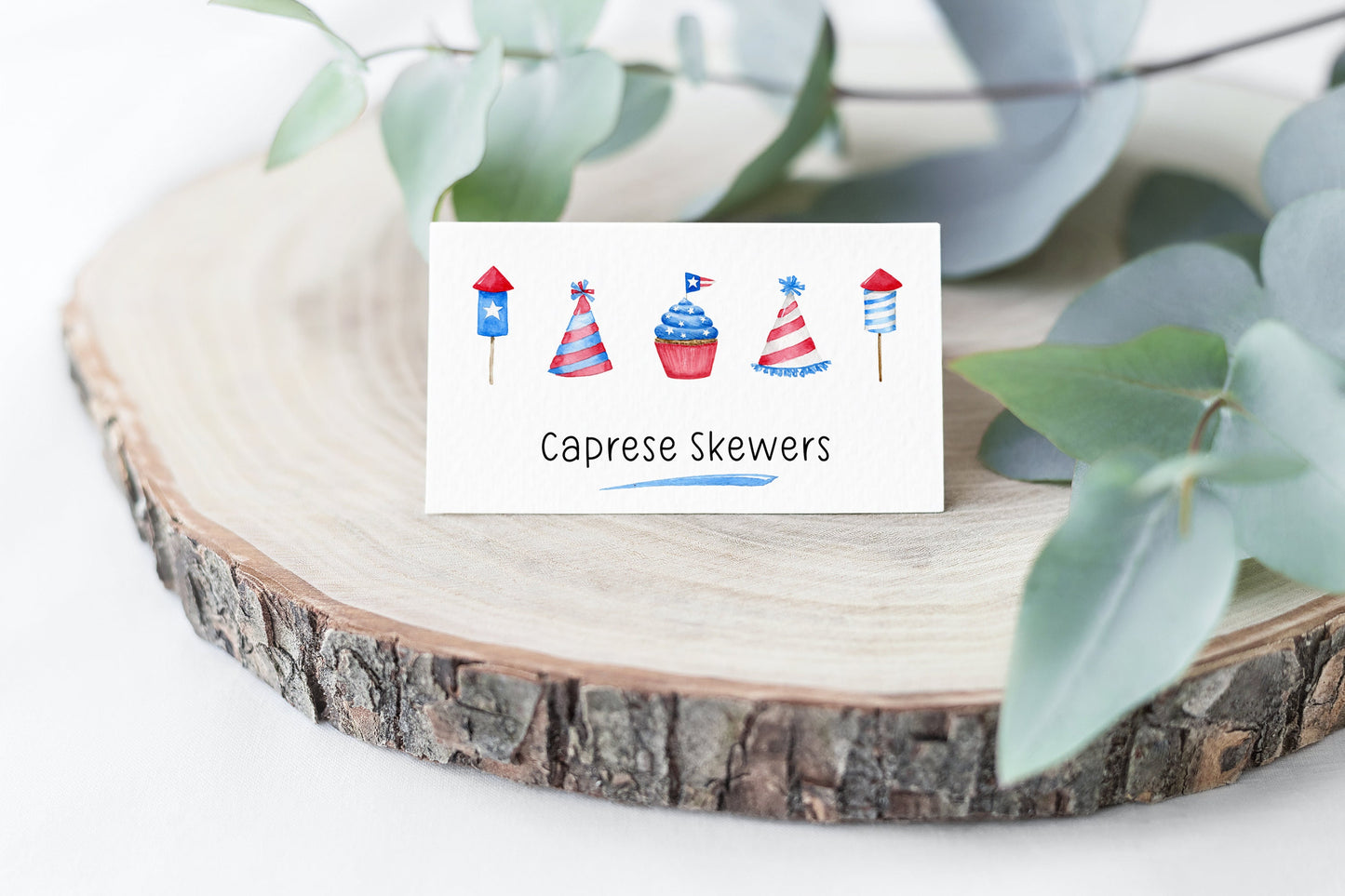 Patriotic Red, White and Blue Food Tents, Patriotic Name Cards, Printable 4th of July Place cards, Instant Download