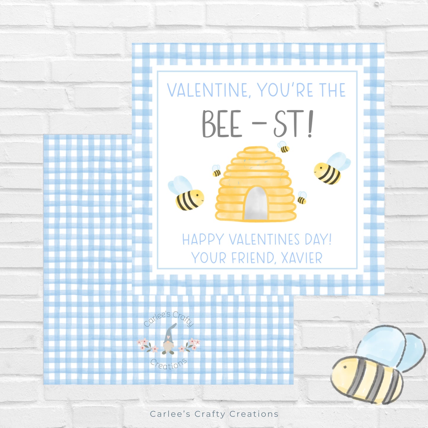 Printable Valentine Cards for Kids, Bee Valentine Gift Tag, Honey Bee Valentine, Honeycomb Preschool Classroom Valentines, Digital Download