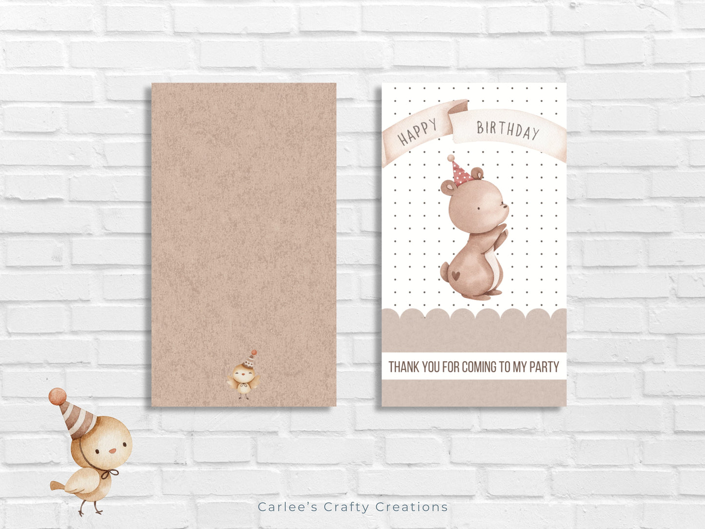 Cute Little Party 2" x 3.5" Gift Tags, Boho Gift Tags, Party Favor Gift Tags, Boho Theme, Instant Download, 1st Birthday, Little Bear & Fox