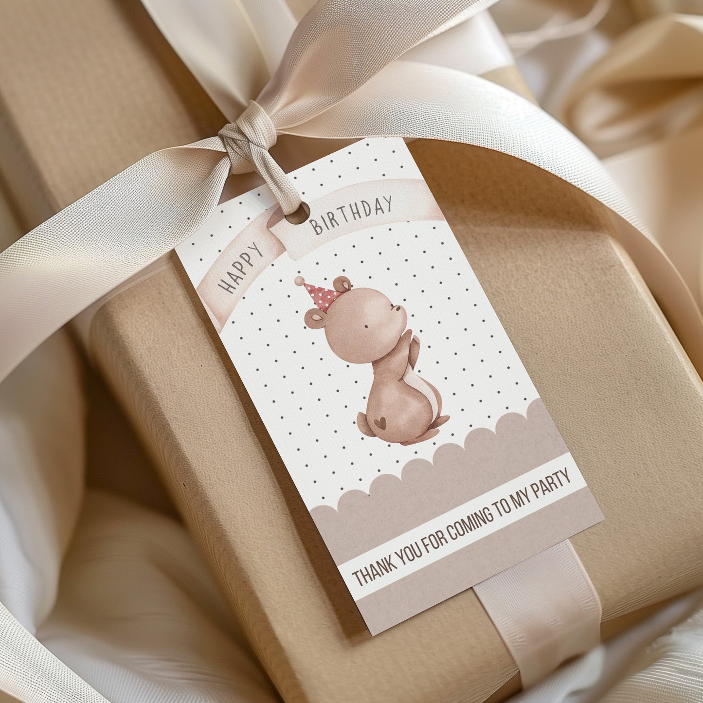 Cute Little Party 2" x 3.5" Gift Tags, Boho Gift Tags, Party Favor Gift Tags, Boho Theme, Instant Download, 1st Birthday, Little Bear & Fox