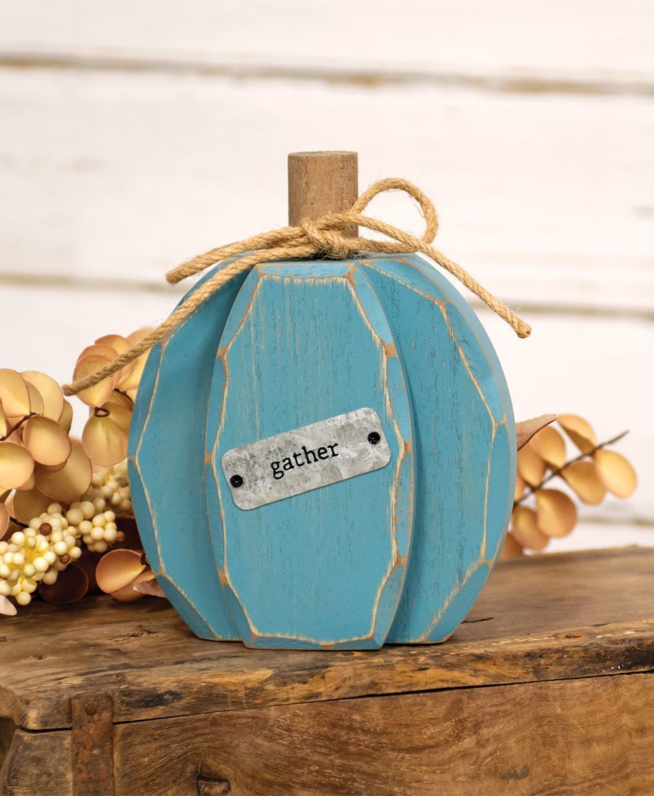 Chunky Blue Gather Pumpkin, Tier Tray Decor