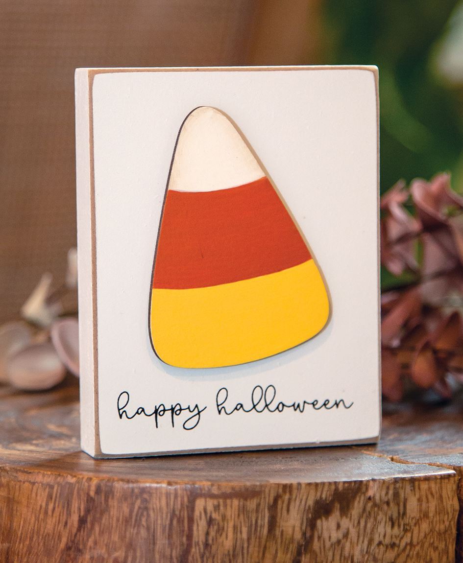 Happy Halloween Candy Corn Block