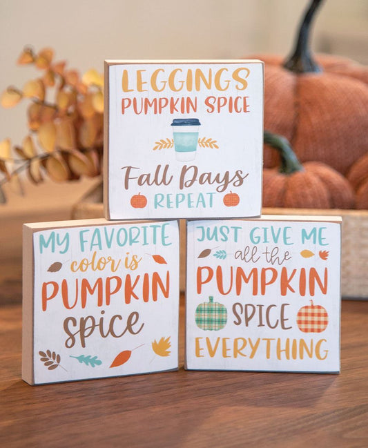 Pumpkin Spice Everything Square Block, 3 Asstd.