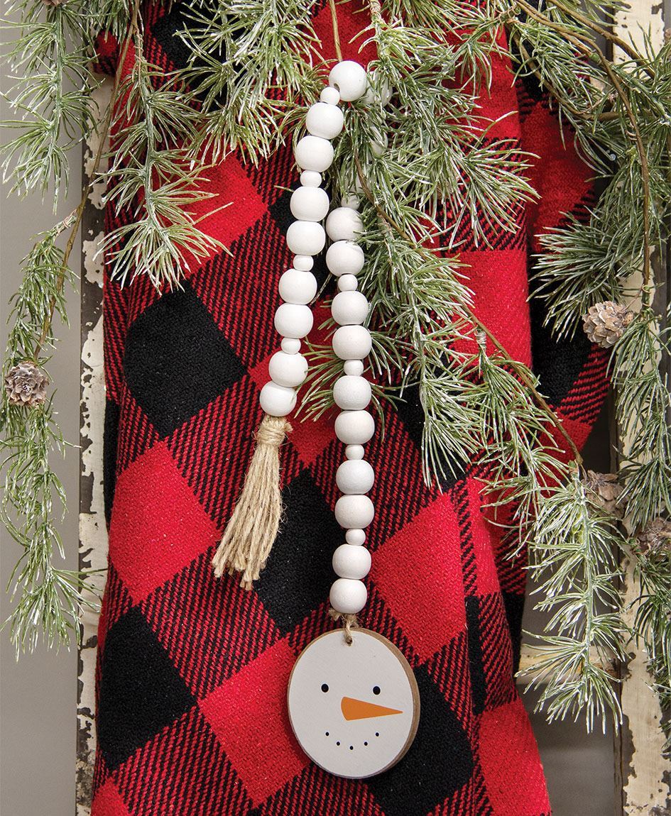 Snowman Head Ornament Beaded Garland