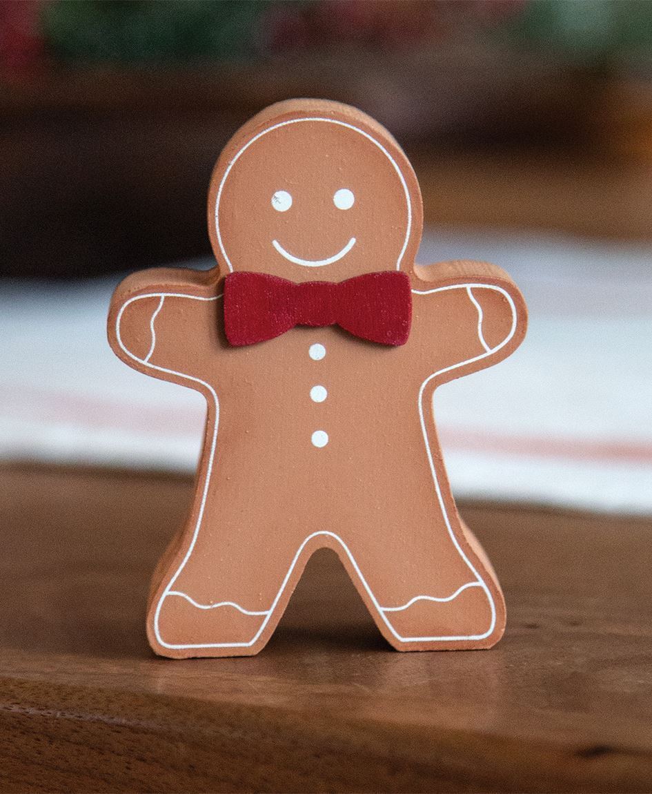 Extra Chunky Wooden Bow-Tie Gingerbread Sitter