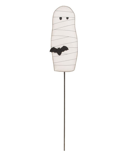 Wooden Mummy & Bat Accent/Planter Stake