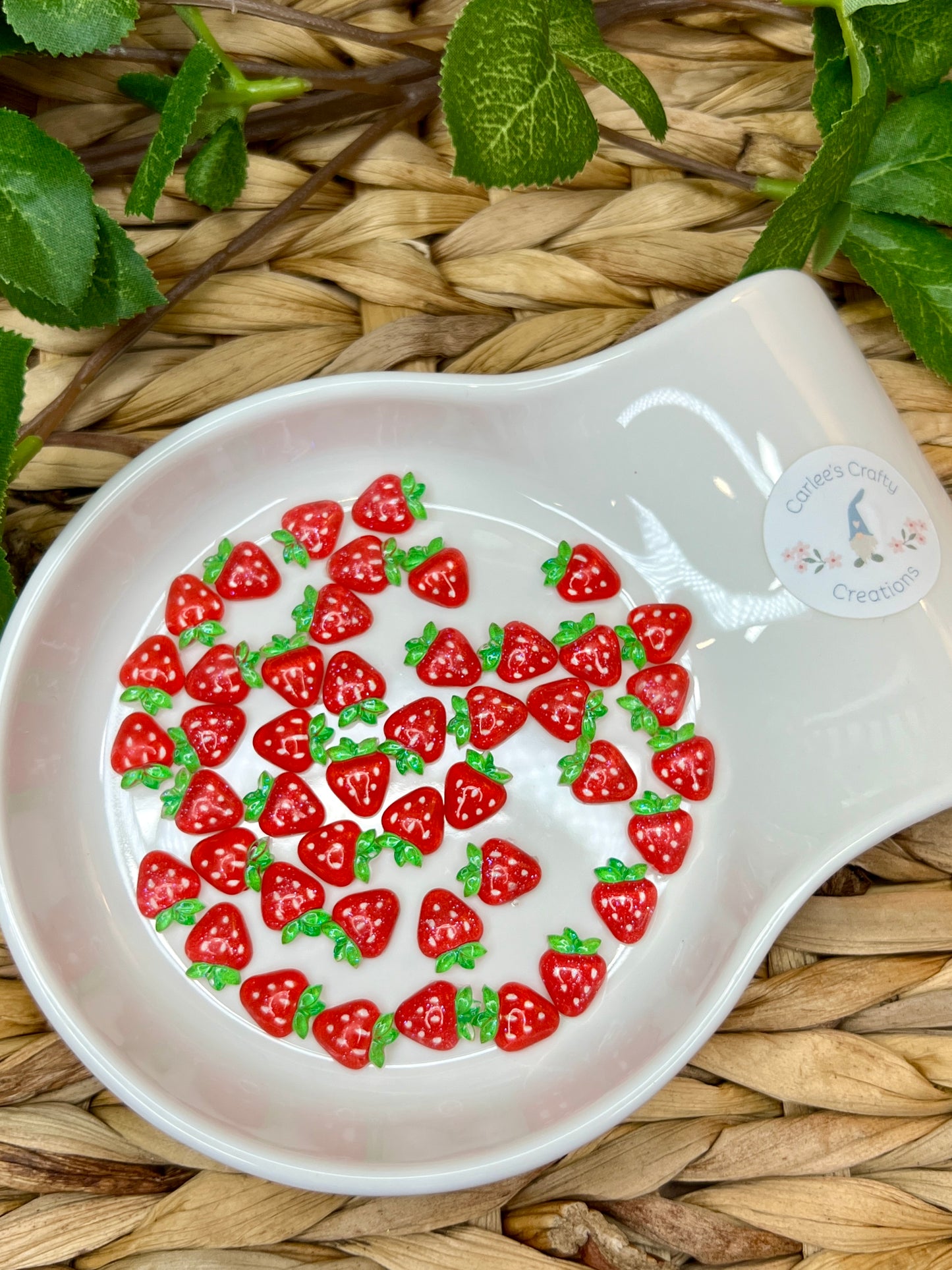 Strawberry Cabochons, Strawberry Resin Flatback