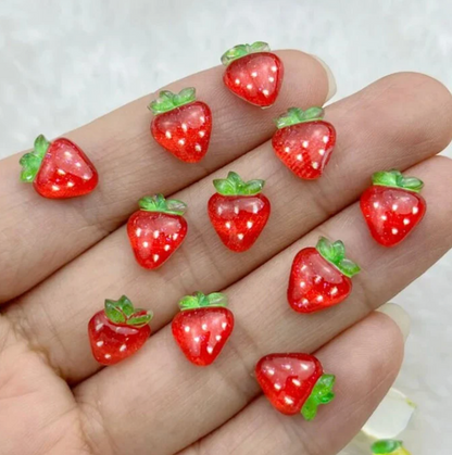 Strawberry Cabochons, Strawberry Resin Flatback