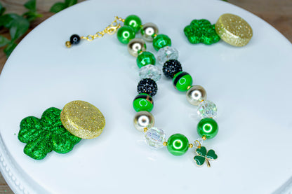 St. Patricks LUCKY CLOVER LEAF Necklace Jewelry Set