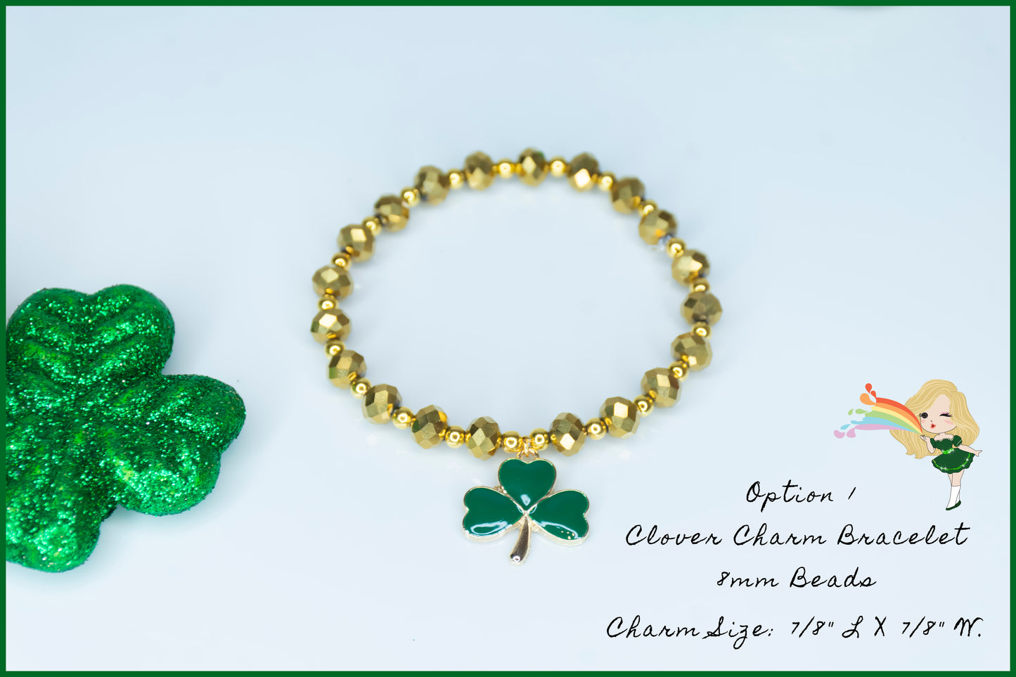 St. Patricks LUCKY CLOVER LEAF Necklace Jewelry Set