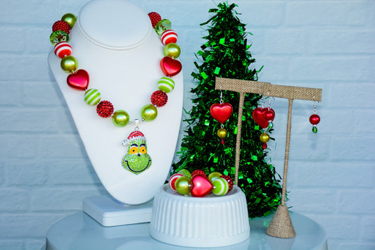 GREEN GRUMP Christmas Necklace