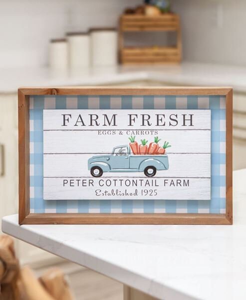 FARM FRESS EGGS & Carrots Shadowbox Sign, Tiered Tray Decor, Farmhouse, Home Decor, Easter Decor