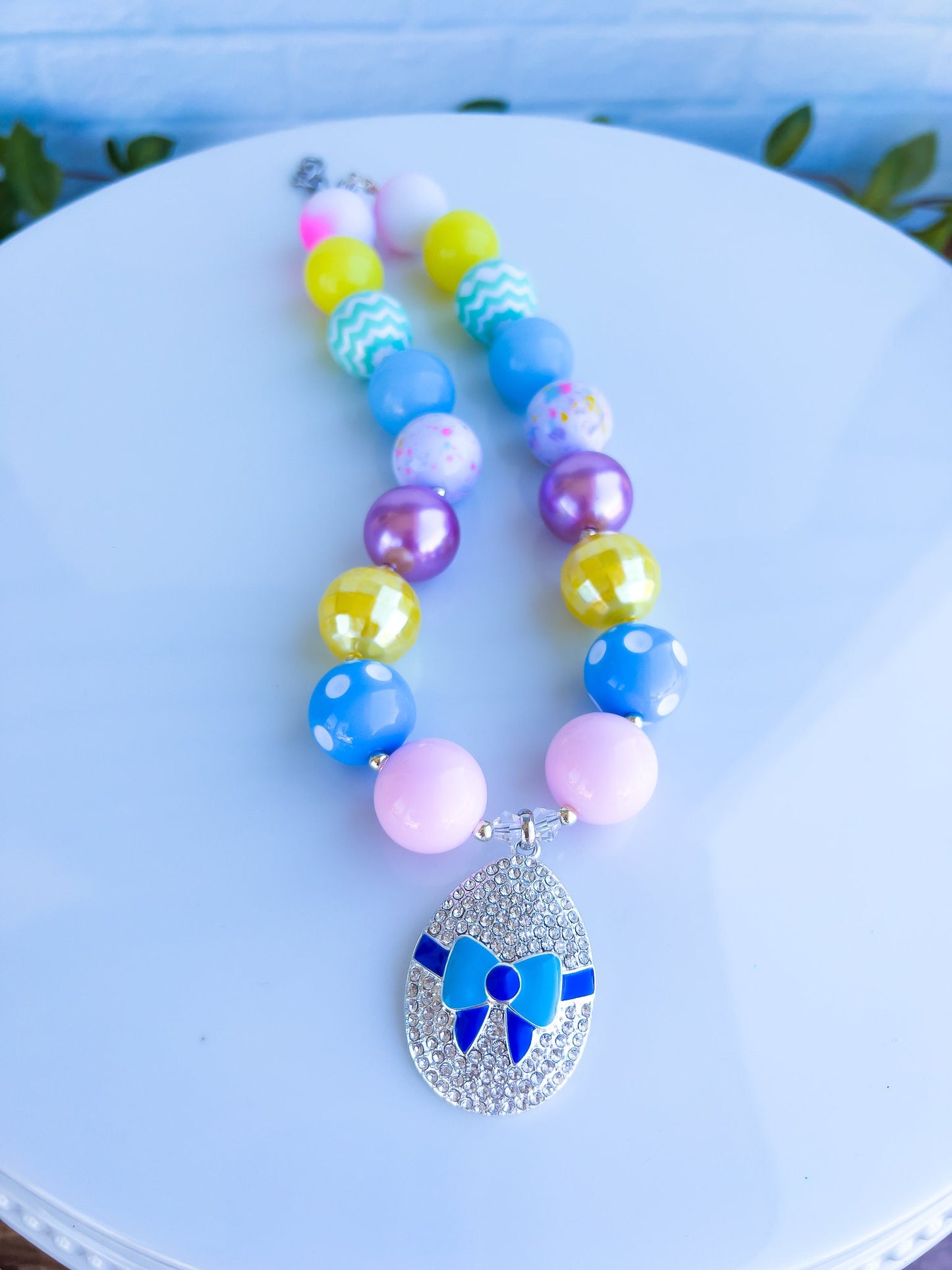 PASTEL EASTER BLISS Necklace, Easter Chunky Necklace, Pink Purple Blue Yellow Beads, Child or Adult Size Bubblegum Gum-ball Girls Jewelry