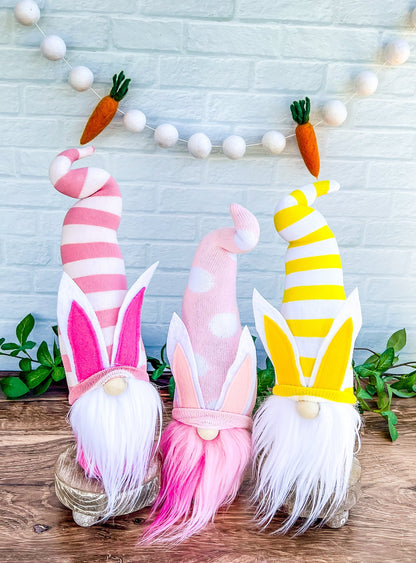 EASTER BUNNY GNOME - Home Decor - Easter Basket Gift Girls - Bunny Gnome - Spring Easter Decor - Pink & White