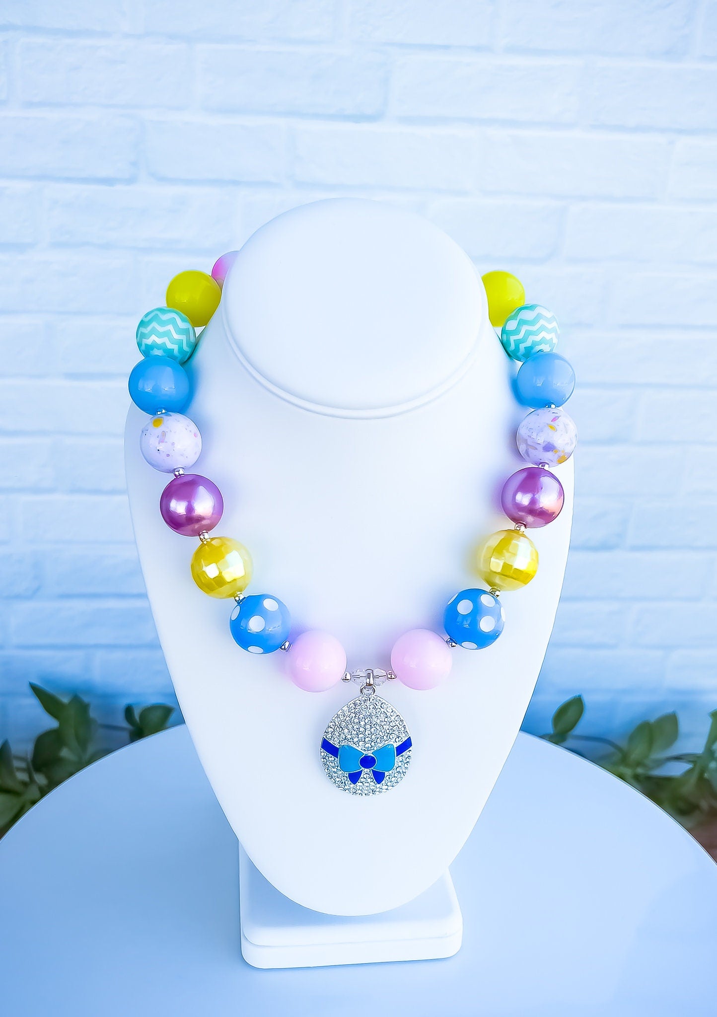 PASTEL EASTER BLISS Necklace, Easter Chunky Necklace, Pink Purple Blue Yellow Beads, Child or Adult Size Bubblegum Gum-ball Girls Jewelry