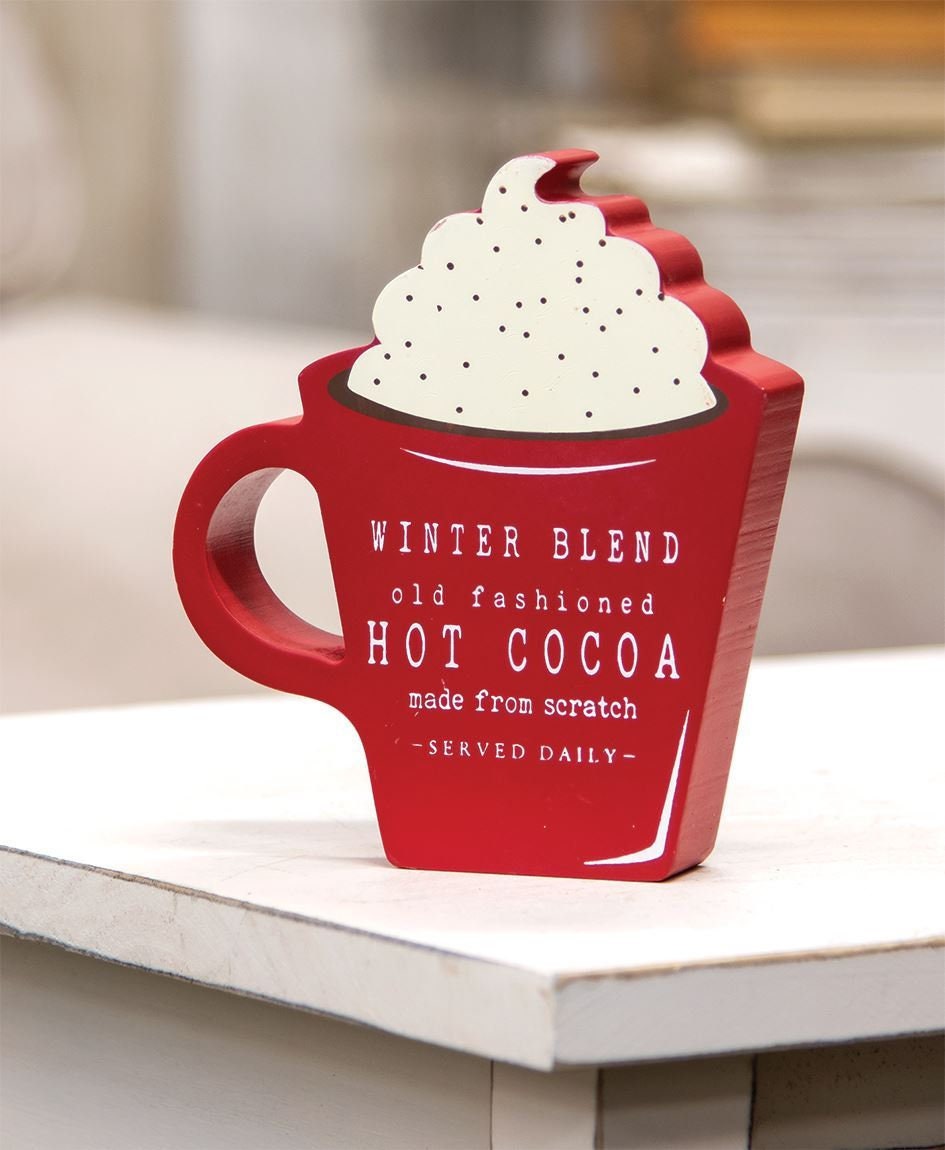 Winter Blend Hot Cocoa Chunky Cup Sitter, Tier Tray Decor, Shelf Sitter, Holiday Decor, Wood Blocks, Old Fashioned, Christmas Decoration