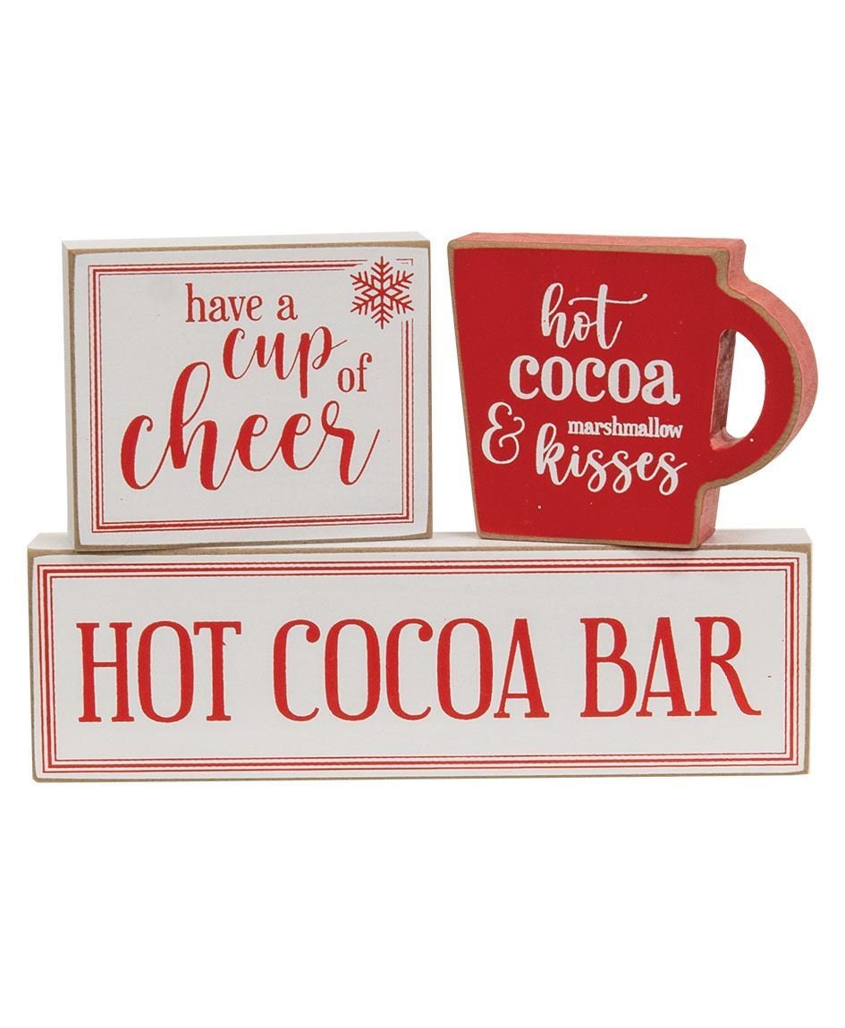 Hot Cocoa Bar Blocks, 3/Set, Tier Tray Decor, Christmas Decor, Holiday Decor