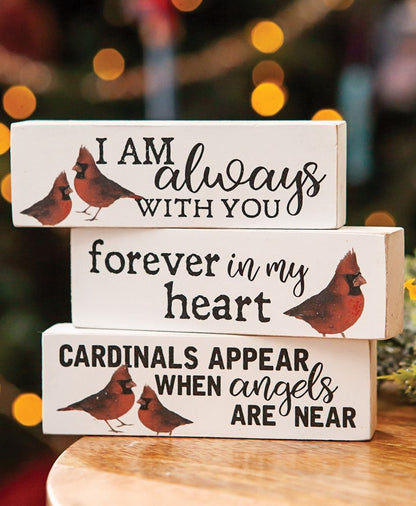 Always With You Cardinal Blocks, 3 Wood Block Set, Christian, Cardinals, Christmas, Faith