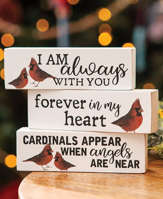 Always With You Cardinal Blocks, 3 Wood Block Set, Christian, Cardinals, Christmas, Faith