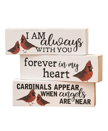 Always With You Cardinal Blocks, 3 Wood Block Set, Christian, Cardinals, Christmas, Faith