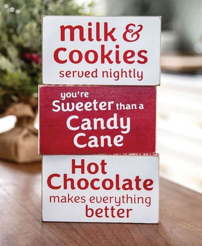Christmas Hot Cocoa, Hot Chocolate Block, 3 Asstd. Christmas Decor, Hot Cocoa Bar