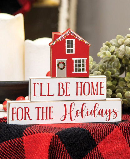 I'll Be Home For the Holidays Stacking Blocks, 3/Set, Mantel Sitters, Shelf Sitters, Christmas Decor, Holiday Decor, Teacher Gifts