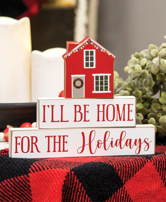 I'll Be Home For the Holidays Stacking Blocks, 3/Set, Mantel Sitters, Shelf Sitters, Christmas Decor, Holiday Decor, Teacher Gifts