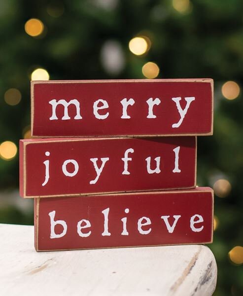 Believe, Thin Mini Blocks 3 Asstd., Tier Tray Decor, Christmas Decor