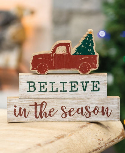 Christmas TIer Try Decor, Shelf Sitters, Believe in the Season, Truck Stackers, 3/Set, Holiday Decor, Christmas Decor, Teacher Gifts