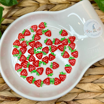 Strawberry Cabochons, Strawberry Resin Flatback, Fake Bake, Strawberries for Nail Art, Scrapbook, Jewelry Making