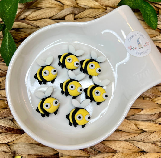 Bumble Bee Flat Back Embellishments, Bow Center, Insect Flatback Resin Cabochons - Set of FOUR