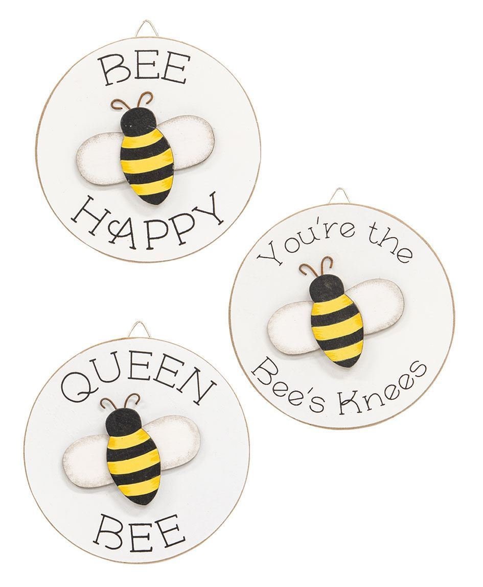 Queen Bee Mini Round Easel Sign, 3 Assorted