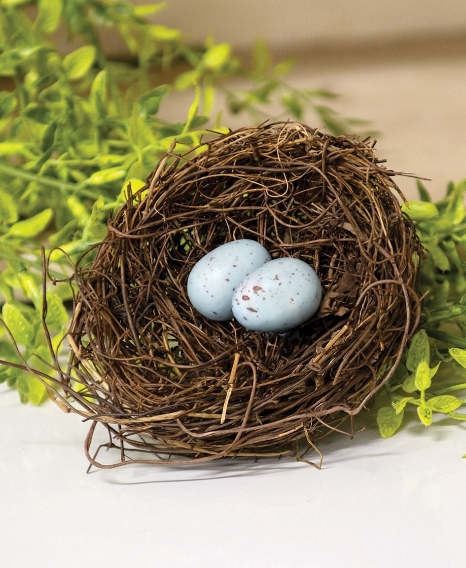 Angelvine Birdnest With Eggs, 4.5", Spring, Bird Eggs, Bird Nest