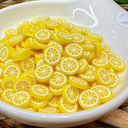 Polymer Clay Lemon Fruit Slices, Lemon Slices,  10MM