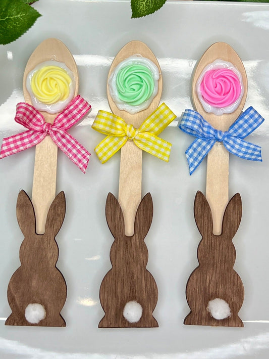 EASTER SPECIAL, Tiered Tray Decor, 3 Easter Decorated Spoons, Home Decor, Spring Fake Bake, Easter, Coffee Bar Fake Candy Sprinkle Spoons