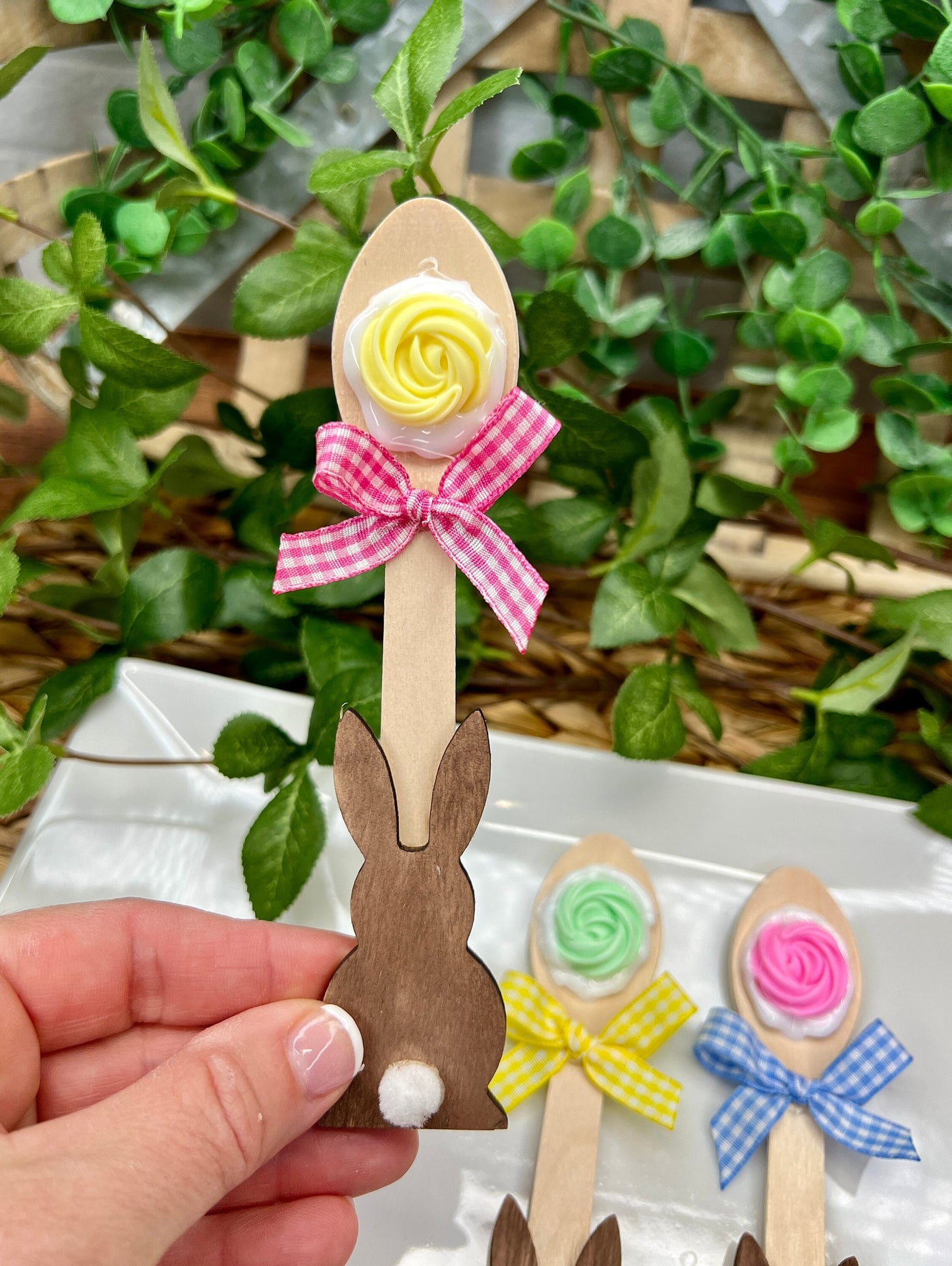 EASTER SPECIAL, Tiered Tray Decor, 3 Easter Decorated Spoons, Home Decor, Spring Fake Bake, Easter, Coffee Bar Fake Candy Sprinkle Spoons