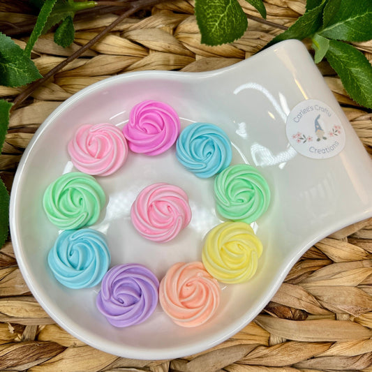 Fake Swirl Rosette Cabochons, Fake Rosette Embellishment, Set of 6, Fake Frosting, Fake Cake Supplies, Fake Candy, Fake Meringue