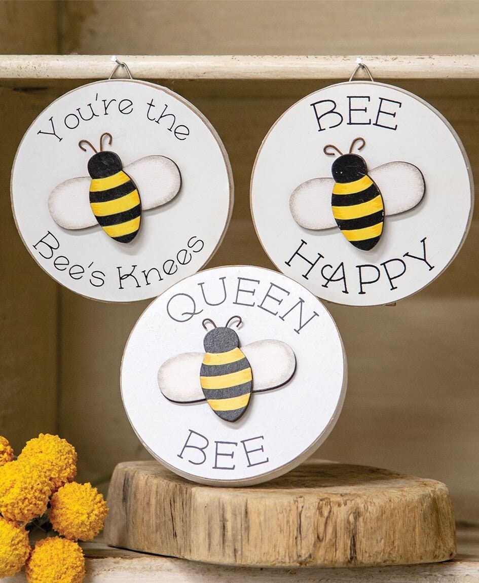 Queen Bee Mini Round Easel Sign, 3 Assorted