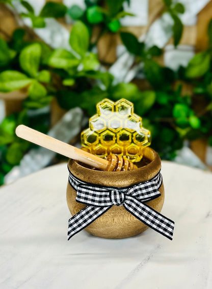 Faux, Fake Honey Pot with Honey Comb & Dipper, Tiered Tray Decor, Summer Decor, Bee Decor, Farmhouse Decor