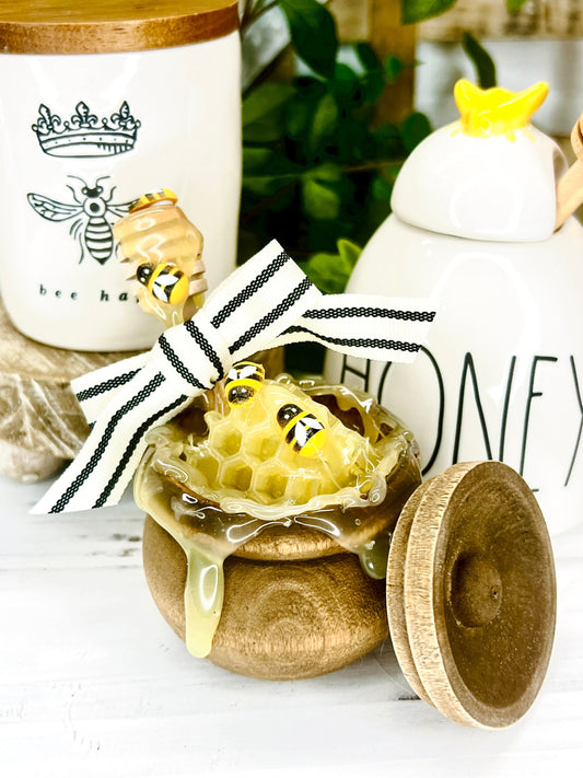 Fake Honey Pot with Bees and Dipper, Tiered Tray Decor, Bee Decor,  Summer Decor, Farmhouse Decor