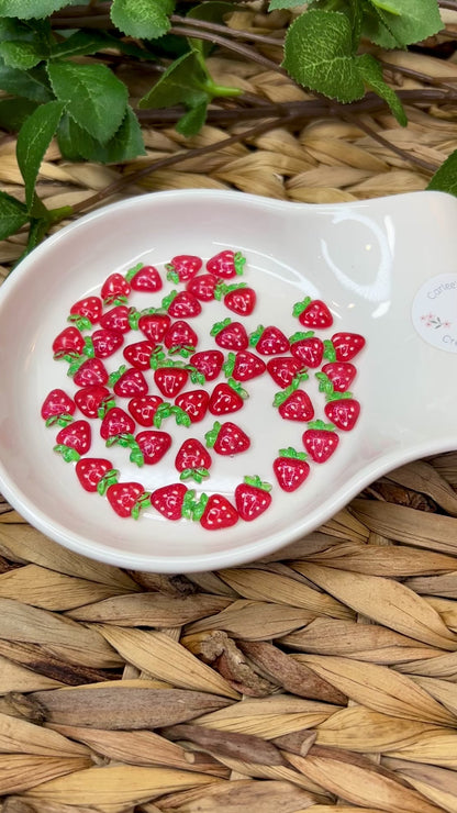 Strawberry Cabochons, Strawberry Resin Flatback