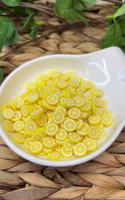 Polymer Clay Lemon Fruit Slices, Lemon Slices,  10MM